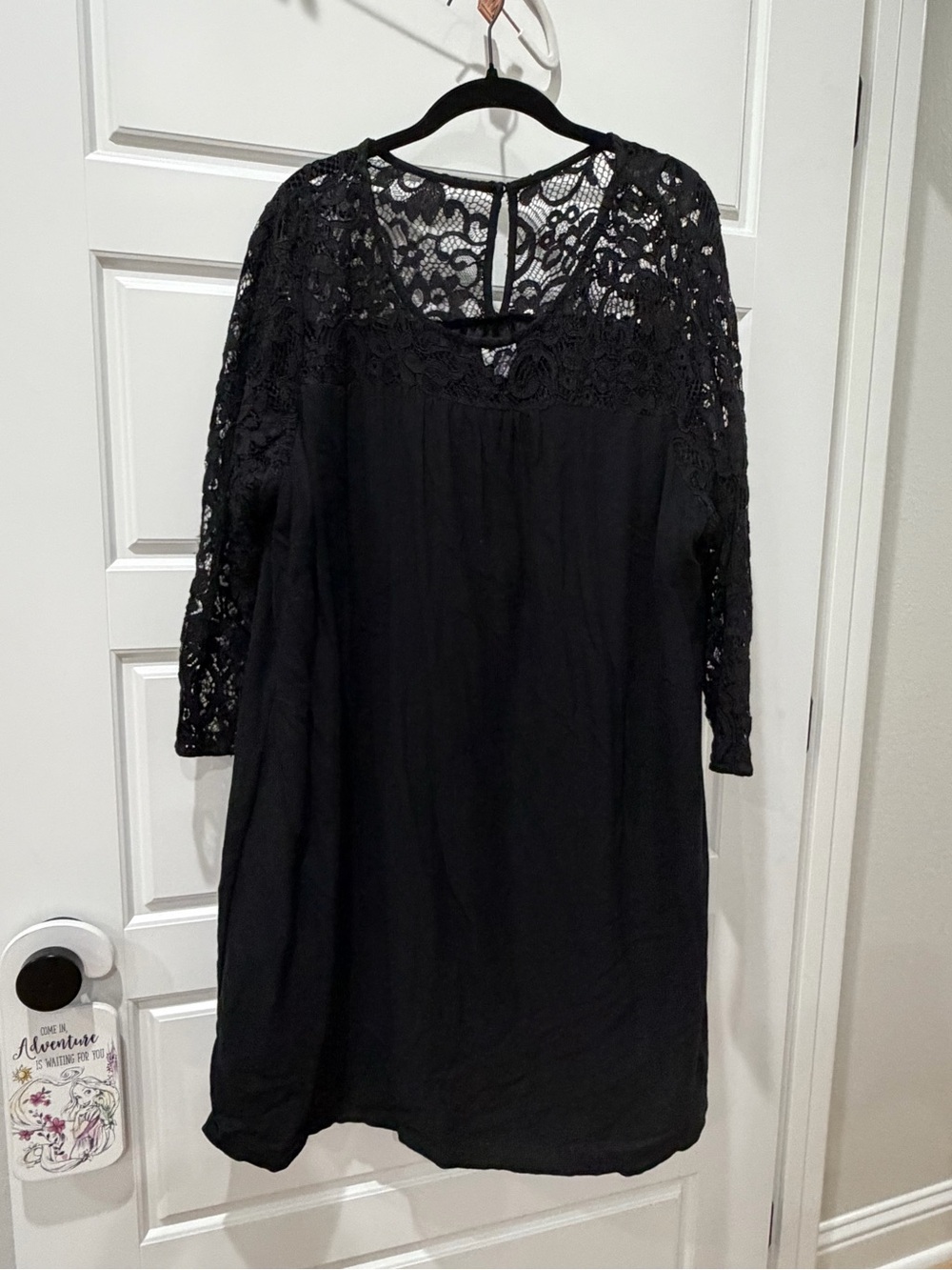 Old Navy Black Lace Yoke Long Sleeve Dress